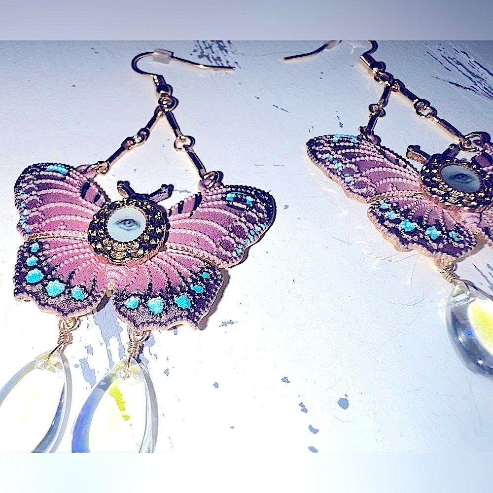 EVIL EYE BUTTERFLY EARRINGS - Picture 6 of 9